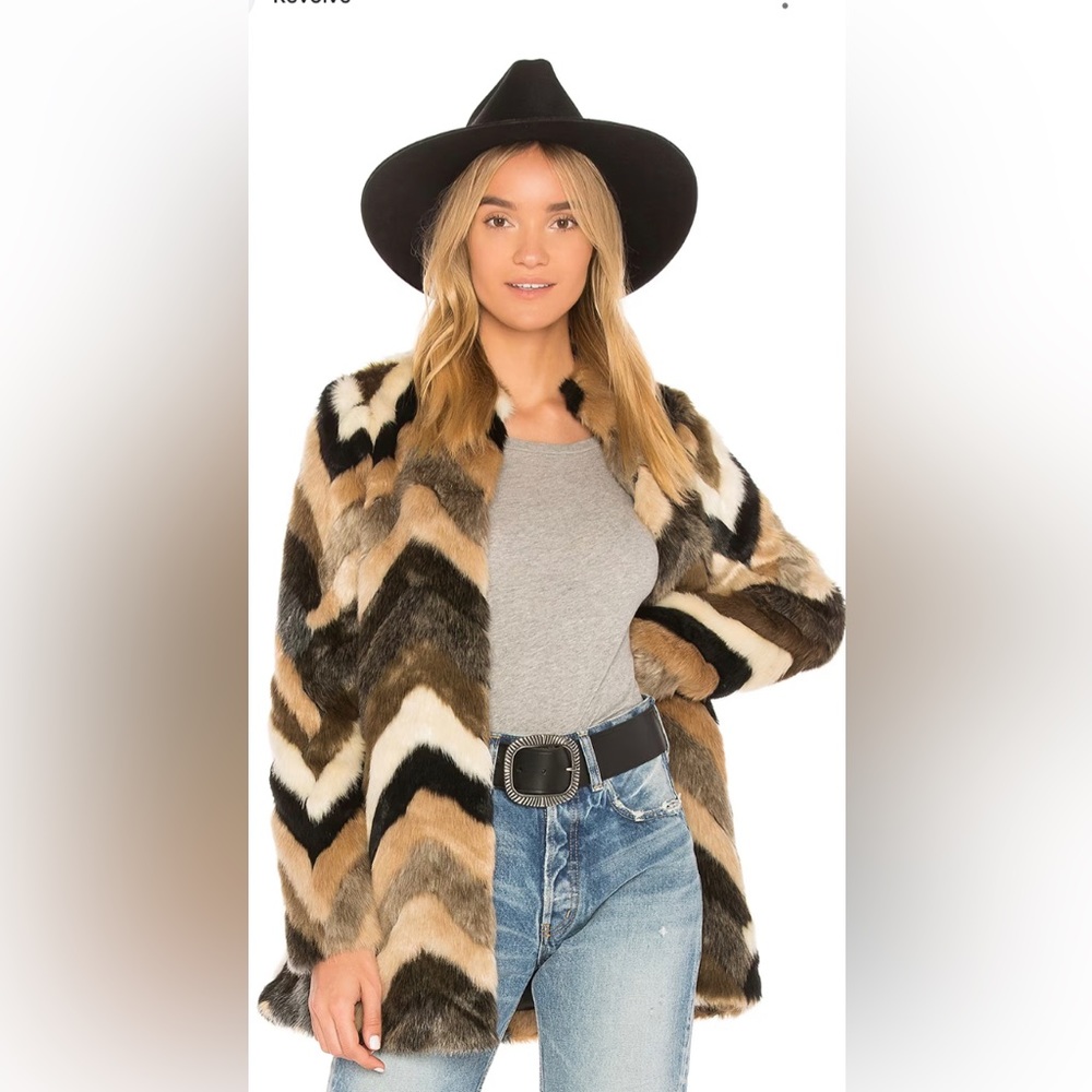 NWT AMUSE SOCIETY Waylon Faux Fur Jacket in Multi